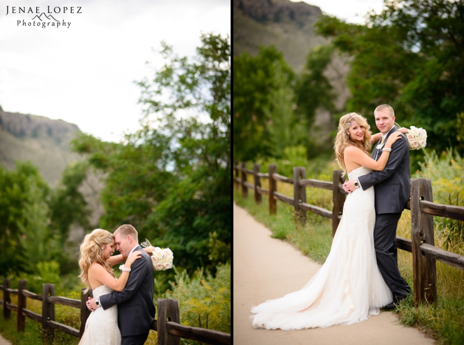 bride and groom romantic portraits in colorado Mountains